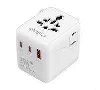 25W Universal Plug Adapter,5 in 1 Universal Travel Adapter with 2 USB and 2 USB C,1 Universal Plug and US/JP Plug Adapter to USA UK EU Australia,Adapter Plug to France