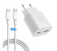 25W USB C Chargeur avec Câble 2m Chargeur Rapide pour Samsung Galaxy S26 | Galaxy S25 S24 S23 S22 S21 S20 Z Fold 8/7 Z Flip8/7 A57 A56 A55 A37 A36 A35 A26 A17 A16 A15 Chargeur Mural Adaptateur Secteur
