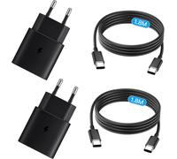 25W USB C Mains Charger Fast Charging for Samsung Galaxy S25/S24/S23/S22/S21 Ultra/S20/S20+/Note 20/10/9/8/A73/A53/A52/S10/S9 and 1.8 m Cable (Black, TPE Cable ¿ 1.8 M)