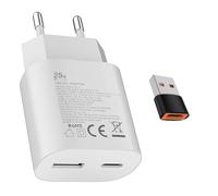 25W USB CChargeur 15W USB A Adaptateur,pour：Samsung Galaxy Ultra S25/S24/S23/S22/S21/S20/+/Note 20/10/9/8/A73/A53/A54/A56/S10/S9,iPhone17/16/15/Pro/Pro Max/Plus,iPad,Moto,Google,Chargeur Rapide,Blanc