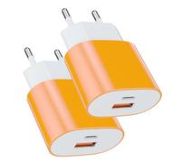 25W USB Type - C Chargeur Rapide Adaptateur de Charge Alimentation 15W USB Type - A Chargeur (Orange 2pcs) pour: iPhone 17/16 Pro/Max/Plus / 15 14 13 12 11 Pro Max x XS Samsung