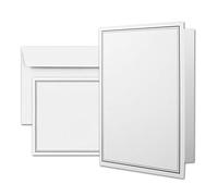 25x cartes de deuil DIN A6 et enveloppes DIN C6 - cadre double en noir - 10,5 x 14,8 cm - carte double imprimable - set de condoléances pour remerciements, invitation, annonce de deuil