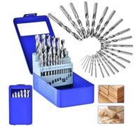 25x Coffret de Forets Hélicoïdaux Profi Forêt à Point Trident HSS 4241 Woodworking Tri-Point Boîte en Métal-Spirales à Bois Ø 1-13 mm,Travail du Bois Accessoires pour Perceuses-Visseuses Rotatives