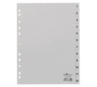 25x Durable 6512 10 Répertoires numériques - PP, 1 - 12, gris, A4, 12 feuilles