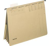25x Leitz 1983-00-00 Dossier suspendu ALPHA® multiple, 4 chemises, pochette, carton natron, marron naturel