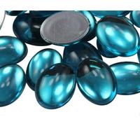 25x18mm Flat Back Oval Acrylic Cabochons Rhinestones Plastic Gems Embellishments for Crafts, Costumes, Card Invitations, Jewelry, Cosplay - 20 Pcs (Blue Aqua .QR)