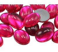 25x18mm Flat Back Oval Acrylic Cabochons Rhinestones Plastic Gems Embellishments for Crafts, Costumes, Card Invitations, Jewelry, Cosplay - 20 Pcs (Pink Fuchsia .MAR09)