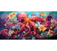 25x50cm Diamond Painting Grand Format, Animaux Poulpe Diamant Painting DIY 5D Mosaïque Peinture Numéro Point De Croix Tableau Perle Diamant, Loisirs Créatifs Adultes/Enfants, Décoration Intérieur-T60