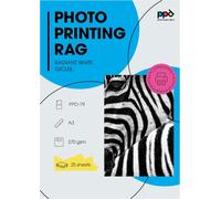 25XA3 Papier Photo Fine Art Rag,Jet D'Encre,Blanc Eclatant,Mat 270G,Qualité Photographique Professionnelle Pour Tirages D¿Art -79-25
