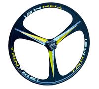 26/27,5/29'' Alliage De Magnésium VTT Paire De Roues 3 Rayons Roues Avant Et Arrière 100/135 Mm Moyeux À Frein À Disque pour Roue Libre Rotative 6-9 Vitesses(Black-Yellow,26'' Front)