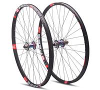 26/27,5/29 Pouces Axe Traversant Paire De Roues for VTT Avant 15 * 100 Mm Arrière 12 * 142 Mm Frein À Disque Roues De Vélo Double Paroi Jante 32H Compatible 8 9 10 11 Vitesse Cassette(Colorful,27.5")