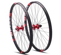 26/27,5/29 Pouces Axe Traversant Paire De Roues for VTT Avant 15 * 100 Mm Arrière 12 * 142 Mm Frein À Disque Roues De Vélo Double Paroi Jante 32H Compatible 8 9 10 11 Vitesse Cassette(Rosso,29")