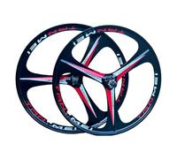 26/27,5/29in Paire De Roues pour VTT Mag Magnésium Frein À Disque 3 Rayons Jante Roues Avant Et Arrière pour Vélo 100 X 135 Mm pour 6-9 Vitesses(Black Red,29inch)
