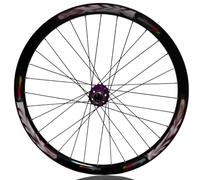 26/27,5in Roue Avant De Vélo De Montagne Jante en Alliage D'aluminium Axe Traversant 15 X 100mm/15 X 110mm/20 X 110mm Frein À Disque Moyeu 32H(Black-Pink,27.5in-110 * 20mm)