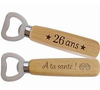 26 ans Décapsuleur en Bois Personnalisé Gravé sur Deux Faces - Cadeau Anniversaire 26 ans Homme Idée Cadeau Anniversaire Femme et Homme