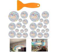 26 Autocollant Fenêtre à Rond avec Plastique Grattoir Autocollants Attrape-Soleil Prévention Impacts FILM POUR STICKERS DE VITRINE