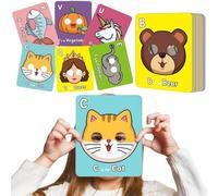 26 Cartes Flash Alphabet ABC avec Masques d'animaux, Cartes colorées avec Masques, Apprentissage des Lettres, Phrases anglaises, éducation Interactive pour Les fêtes et la Classe (26 Pcs)