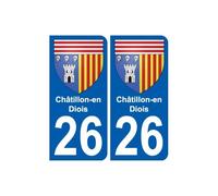 26 Châtillon-en-Diois blason autocollant plaque stickers ville - Angles : arrondis