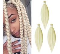 26" Cybelleza Pré-étirées Tressage de Cheveux EZ Pre Stretched Braiding Hair Yaki Professionnel Synthétique Africaine Crochet Twist Extension de Cheveux Ombre 3 Pièces, Bleach Blonde