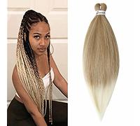 26" Cybelleza Pré-étirées Tressage de Cheveux EZ Pre Stretched Braiding Hair Yaki Professionnel Synthétique Africaine Crochet Twist Extension de Cheveux Ombre 1 Pièces, Blond foncé&Bleach Blonde