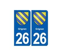 26 Grignan blason autocollant plaque stickers ville - Angles : arrondis