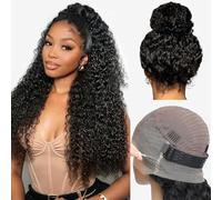 26 Inch Hidden Strap 360 Glueless Lace Front Wigs Human Hair Pre Plucked Pre Cut 200 Density Deep Wave 360 HD Full Lace Human Hair Wigs With Invisible Drawstring for Black Women