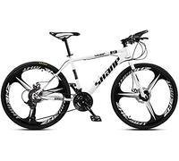 26 Inchmountain Bike Hommes Double Frein À Disque Hardtailmountain Bike Vélo Siège Réglable Cadre en Acier À Haute Teneur en Carbone (Rouge 3 Rayons 30 Vitesses)