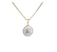 26/ Initial A-Z Lettres Naturel Perle D’Eau Douce Pendentif Collier Zircon Ras de Cou Bijoux Cadeau pour Femmes