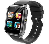 26 Jeux Montre Connectée Enfant Avec Carte De Formation, Livre Audio, Caméra, Musique, Podomètre Calories Réveil, Papier Peint Multiple Montre Connectée Enfant Cadeau Fille Garçon Jouet 4-12 Ans(Noir