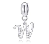 26 lettre pendentif Charms, Perles d'alphabet en pierre cz pendantes initiales a-z en argent sterling 925, Convient au collier bracelet européen, cadeau pour mère/père/fille/fils/sœur/tante