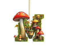 26 Lettre Pendentifs pour Décorer Sapin et Fête de Noël Mini de Noël en Acrylique Champignon Château pour Sapin de Noël, Noël Ornement Suspendu Sapin (M)