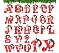 26 Lettres anglaises décorations d'arbre de Noël, Pendentif Suspendu pour Arbre de Noël, Pendentif Lettre de l'alphabet de Noël, Ornement Suspendu pour Arbre de Noël