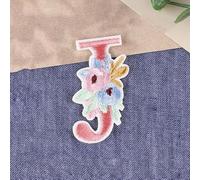 26 lettres broderie fleurs et lettres patchs pour vêtements coudre décoratif badge applique adhésif brodé patch fer sur-J