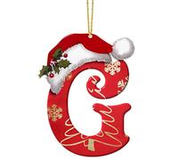 26 lettres de décorations de Noël, pendentif personnalisé en forme de chapeau pour arbre, décorations de Noël en alphabet à suspendre pour cadeaux de fête (G)