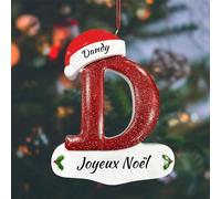 26 Lettres Ornements de Noël Personnalisés, Suspension de Noël Personnalisée avec Bénédiction du Nom, Décoration de Noël personnalisés, Décoration Sapin, Cadeaux de Noël (D)