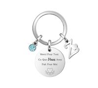 26 Lettres Porte-Clés "Merci Pour Tout Ce Que Vous Avez Fait Pour Moi"Cadeau De Remerciement Porte-Clés Pour Femme Merci Femme Prénom Anniversaire Diplômé,Pour Professeur Maman Grand-mère Collègue (Z)