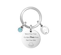 26 Lettres Porte-Clés "Merci Pour Tout Ce Que Vous Avez Fait Pour Moi"Cadeau De Remerciement Porte-Clés Pour Femme Merci Femme Prénom Anniversaire Diplômé,Pour Professeur Maman Grand-mère Collègue (O)