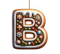 26 Ornements de l'alphabet pour Arbre de Noël, Pendentif Lettre Initiale M en Forme de Canne à Sucre avec Motif de Baies, Mini décorations suspendues pour fête DIY (B, One Size)