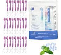 26-Pack Mini Toothbrush, Dental Floss, Tongue Scraper And Toothpick 5-In-1 Travel Set, Portable Individual Packaging For Travel Office Oral Car (Cherry)