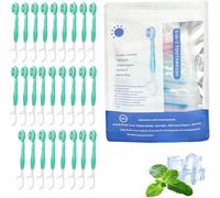 26-Pack Mini Toothbrush, Dental Floss, Tongue Scraper And Toothpick 5-In-1 Travel Set, Portable Individual Packaging For Travel Office Oral Car (Green Tea)