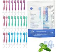 26-Pack Mini Toothbrush, Dental Floss, Tongue Scraper And Toothpick 5-In-1 Travel Set, Portable Individual Packaging For Travel Office Oral Car (Mix)