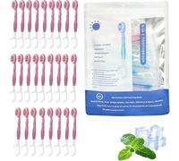26-Pack Mini Toothbrush, Dental Floss, Tongue Scraper And Toothpick 5-In-1 Travel Set, Portable Individual Packaging For Travel Office Oral Car (Peach)
