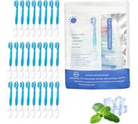 26-Pack Mini Toothbrush, Dental Floss, Tongue Scraper And Toothpick 5-In-1 Travel Set, Portable Individual Packaging For Travel Office Oral Car (Mint)