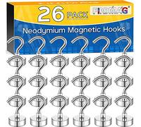 26 Paquets de Crochets Magnétiques, Crochet D'aimant de 22 LB de Tension, Crochet Magnétique Lourd, Aimant Avec Crochet, Lot de 26 Crochets Magnétiques pour la Maison, la Cuisine,le Travail, le Bureau