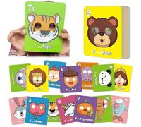 26 Pcs Alphabet ABC Flash Cards with Animal Masks, Alphabet Mask Cards, Colorful Alphabets Mask Cardss, Interactive Education Games, Learn Letters, Perfect for Parties Classroom Activities (1set)