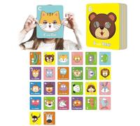 26 PCS Alphabet ABC Flash Cards with Animal Masks,Colorful Animal Mask Alphabet Cards,Funny ABC Flash Cards, Interactive Education Games, English Phrases, Learn Letters (26pcS)