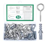 26 Pcs Piton à Visser, Crochet à Visser, Crochet à Œillets à Vis en Acier Inoxydable, Boulons à Œillet Filetées Auto Taraudeuse pour Bois Plafond Artisanat, M5 x 70mm