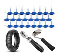 26 Pcs Pneu Patch Plug Kit, Tubeless Patch Gum 6mm avec Rouleau et Grattoir, Champignon en Caoutchouc Rustine Pneu, Plug Patch Gum, Kit Reparation Pneu Voiture pour Pneus Voiture Camion Vélo Moto