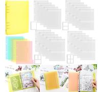 26 Pcs/Sets A5 Die Storage Book Binder, 1 Storage Book Cover, 5 Dividers and 20 Page Protectors Inserts Set with 1/2/3/4 Pockets for Storage Craft Supplies Die Cuts and Stamp Storage Folder (Yellow)