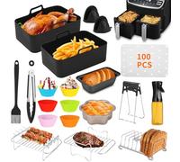 26 Pièces Accessoires Air Fryer pour Ninja AF400EU, AF451EU, AF500EU | Pour modèles 9-10,4 L. Avec grille, vaporisateur, moule à muffins et moule à pain pour cuisiner et varier les recettes